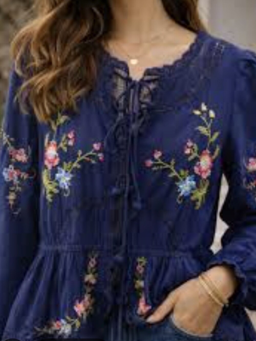 Jennifer & Grace 100% Cotton Embroidered Blue Pink Jacket Size Small NWT Boho